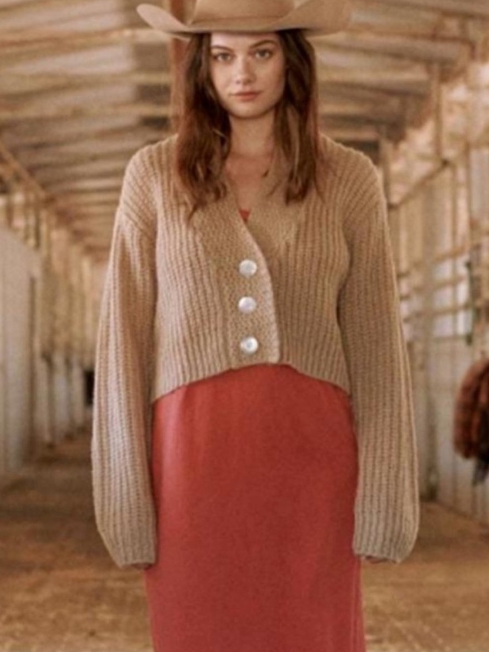 The Great. 0 XS Montana Crop Cardigan Beige Tan Relaxed Boxy Boho